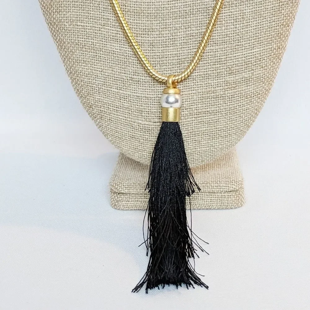 Rachel Zoe Gracie Silk Tassle Necklace 12kt Gold P